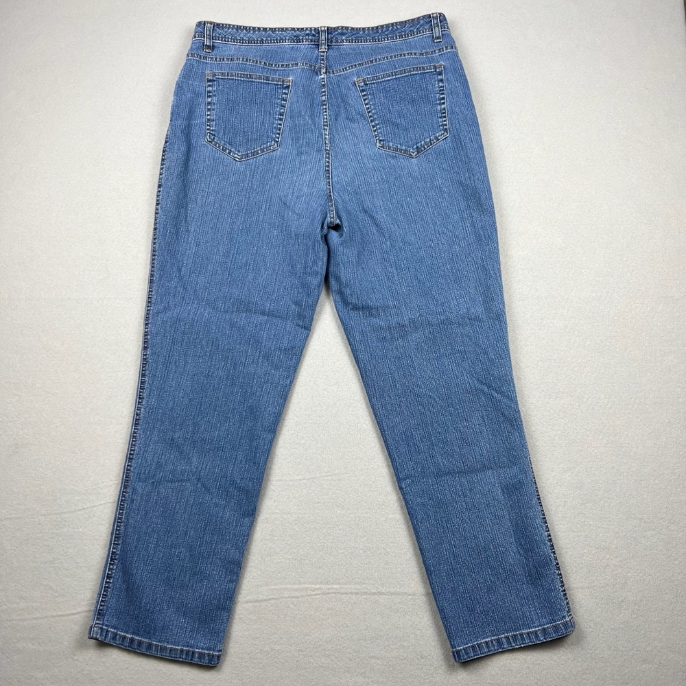 Vintage Bill Blass Women 14P Blue Wash Straight Leg Stretch Slub Denim Jeans UAE - Picture 5 of 9
